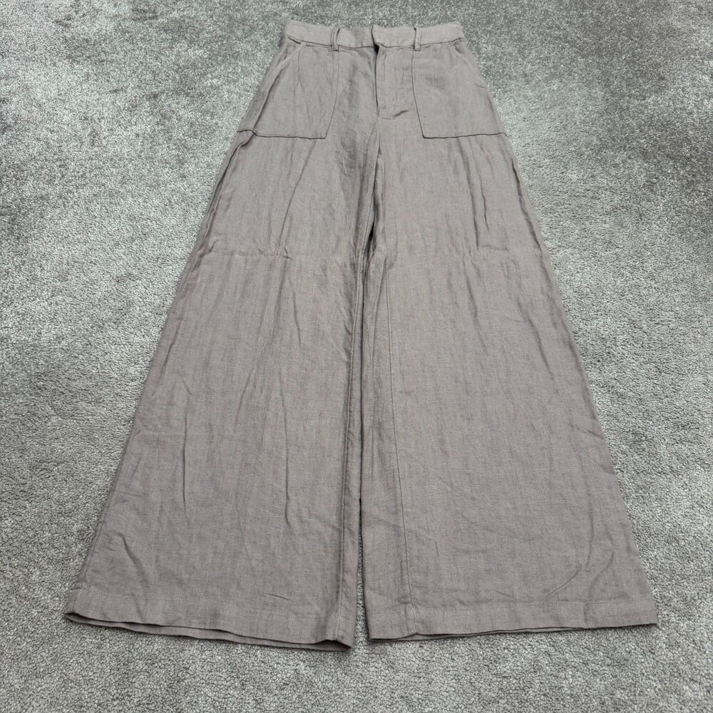 Abercrombie & Fitch Linen Blend Wide Leg Pants Womens Small Taupe High Rise NWT